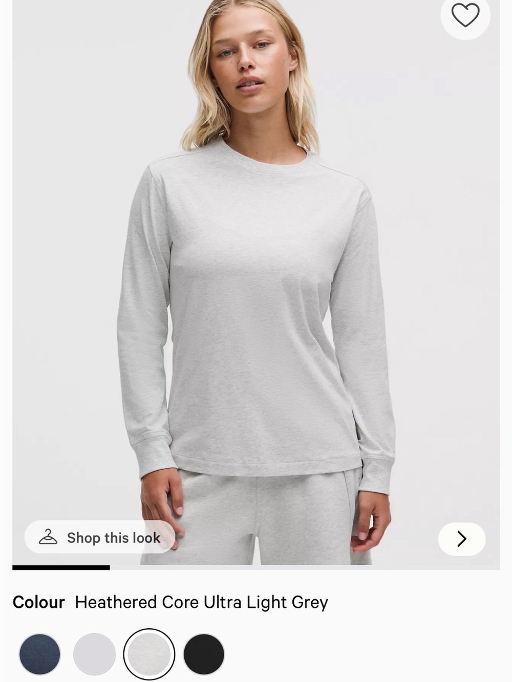 NWOT lululemon All Yours Organic Cotton Heathered Light Grey Long-Sleeve Women's